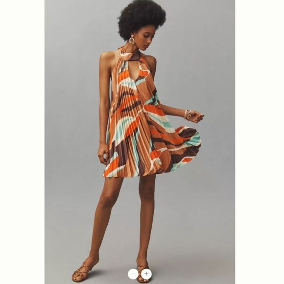 Anthropologie Hutch Halter Pleated Swing Mini Dress - Picture 2 of 4